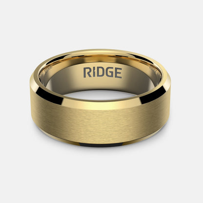 8mm Beveled Ring Set - 24K Gold - Tantalum Carbide