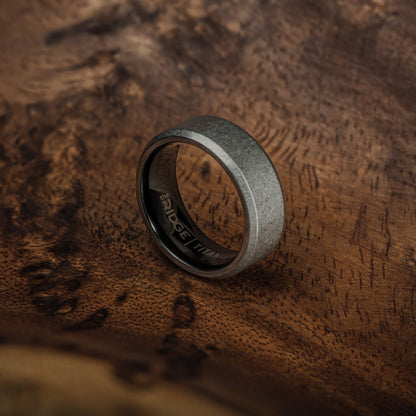 8mm Beveled Ring Set - Stonewashed Titanium