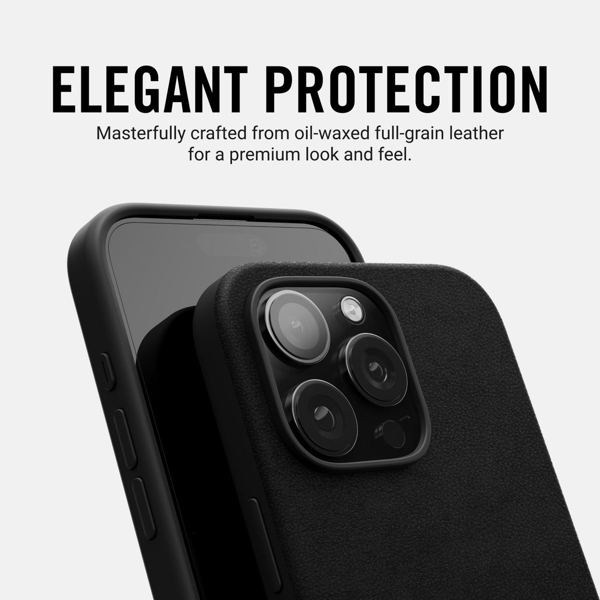 Ridge Phone Case - Midnight Black Leather - iPhone 16 Plus