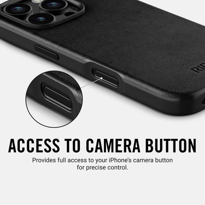 Ridge Phone Case - Midnight Black Leather - iPhone 16 Pro