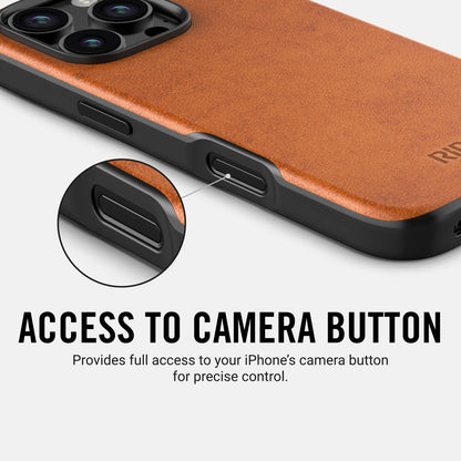 Ridge Phone Case - Tobacco Brown Leather - iPhone 16